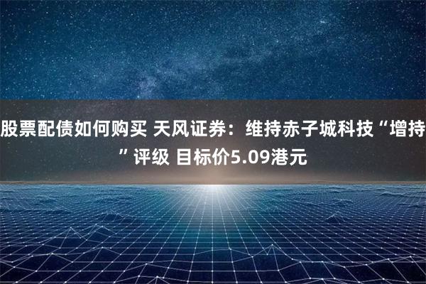 股票配债如何购买 天风证券：维持赤子城科技“增持”评级 目标价5.09港元