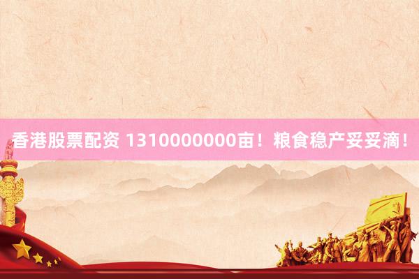 香港股票配资 1310000000亩！粮食稳产妥妥滴！