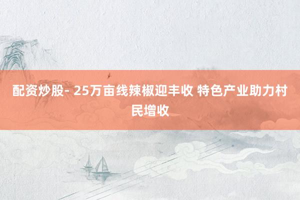 配资炒股- 25万亩线辣椒迎丰收 特色产业助力村民增收