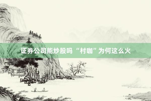 证券公司能炒股吗 “村咖”为何这么火