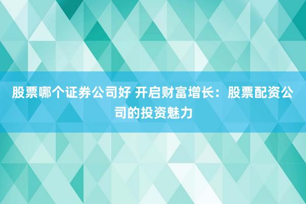 股票哪个证券公司好 开启财富增长：股票配资公司的投资魅力